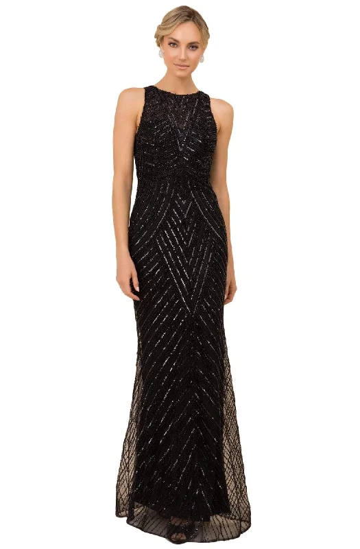 Nox Anabel - H404 Embellished Jewel Neck Sheath Dress