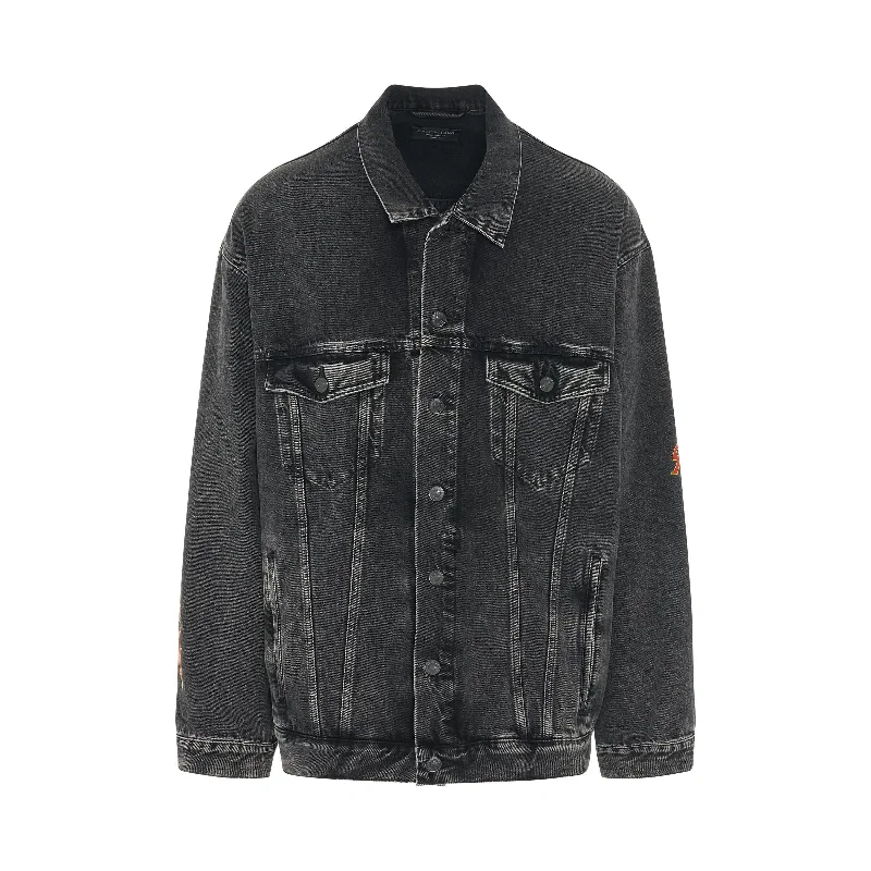 Organic Japanese Oversized Denim Jacket in Washed Black