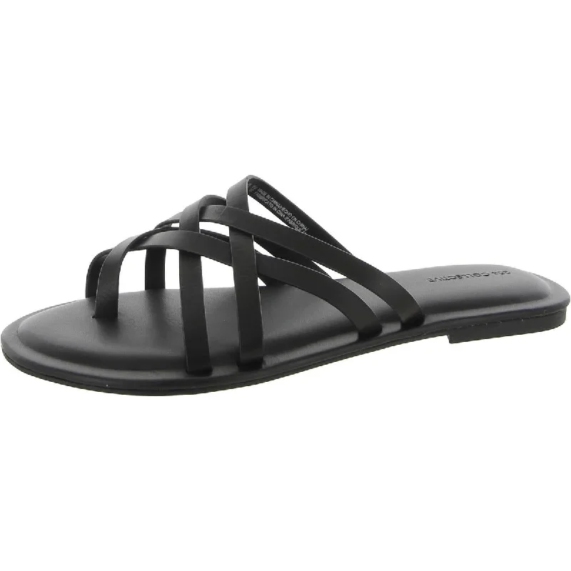 206 Collective Womens Solo Leather Thong Slide Sandals