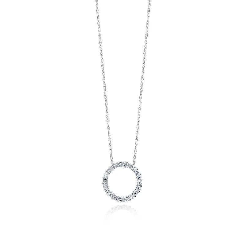 Sabel Collection White Gold Round Diamond Circle Necklace