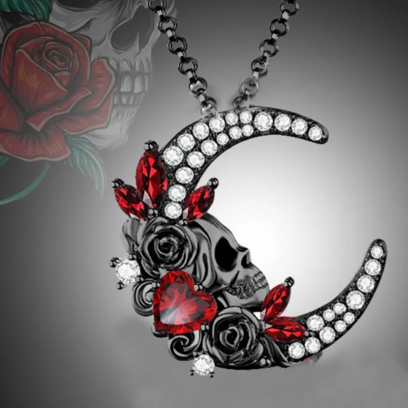 Wholesale Crescent Skull Necklaces