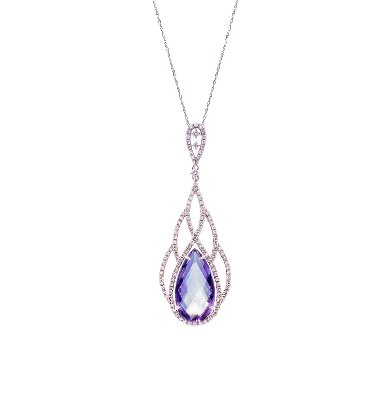 Sabel Collection Rose Gold Amethyst and Diamond Pendant