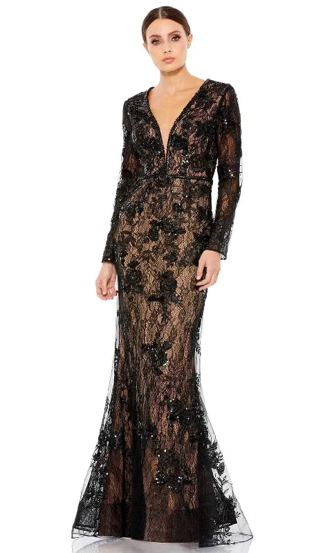 Mac Duggal 79351 - Long Sleeve Deep V-neck Formal Dress