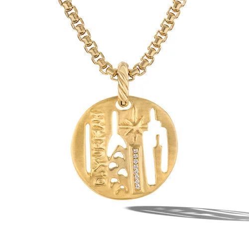 DY Elements City Pendant in 18K Yellow Gold with Diamonds