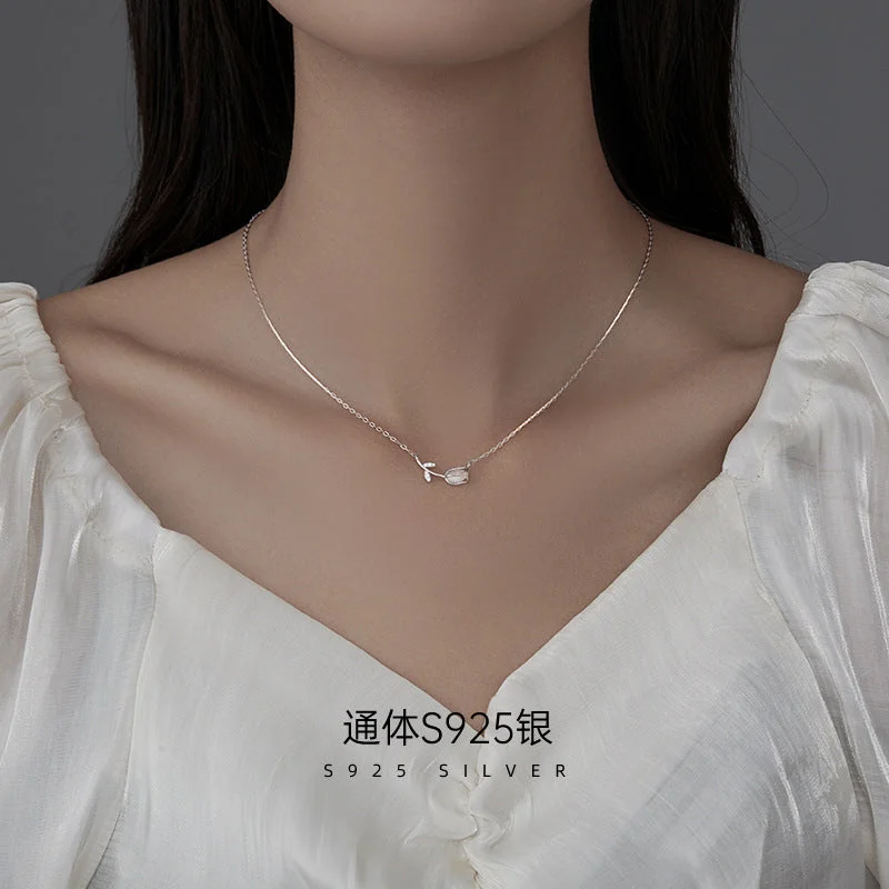 Wholesale S925 Sterling Silver Tulip Necklace