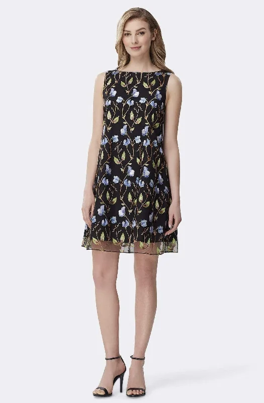 Tahari ASL - TLMU9WD703 Embroidered Bateau A-line Cocktail Dress