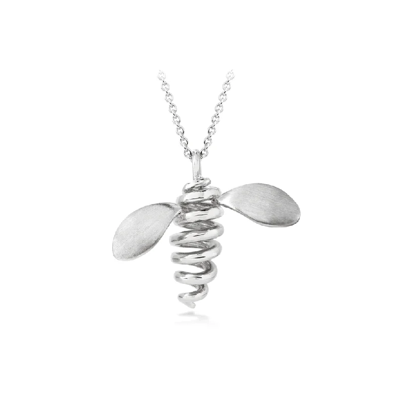 Bee White Gold Pendant- Medium