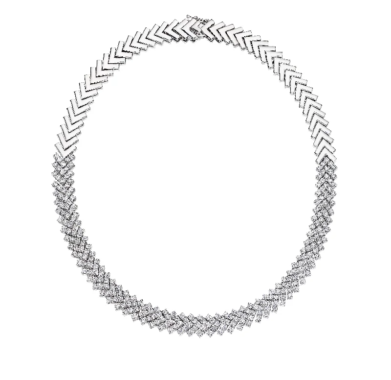 Sabel Collection White Gold Chevron Diamond Link Necklace