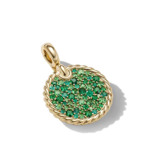 DY Elements Earth Pendant in 18K Yellow Gold with Pavé Tsavorite and Emeralds