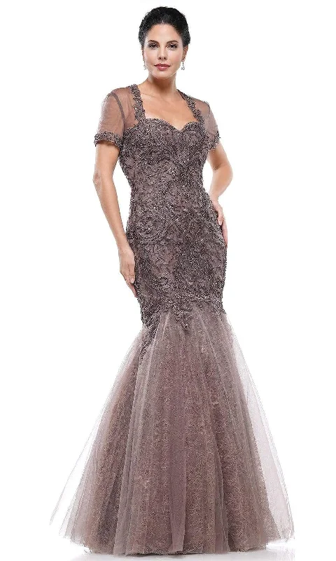 Marsoni by Colors - M259 Metallic Embroidered Sweetheart Trumpet Gown - 1 pc Taupe In Size 12 Available