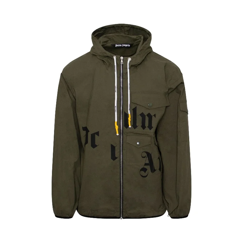 Military Broken Logo Windbreaker Jacket in Military