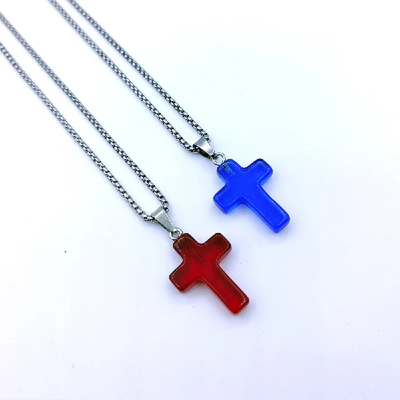 Wholesale Natural Stone Cross Pendant Necklace