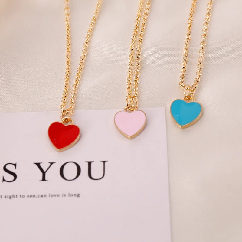 Wholesale Valentine's Day Love Double Sided Oil Drop Necklace