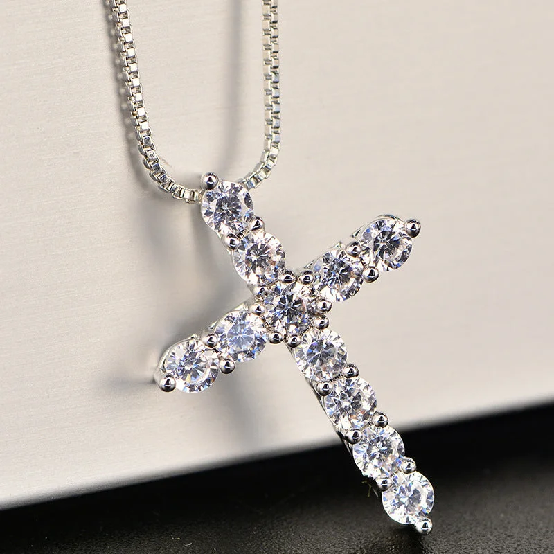 Wholesale Diamond Cross Titanium Steel Necklace