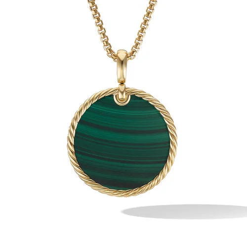 DY Elements Disc Pendant in 18K Yellow Gold with Malachite