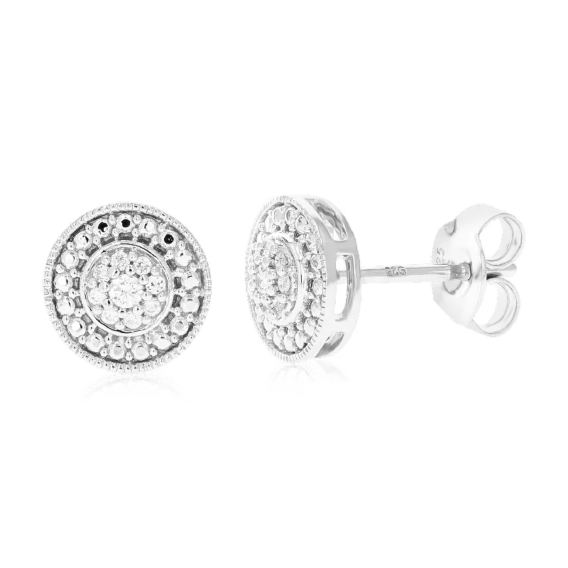 1/10 cttw Round Lab Grown Diamond Stud Earring .925 Sterling Silver Prong Set 1/3 Inch