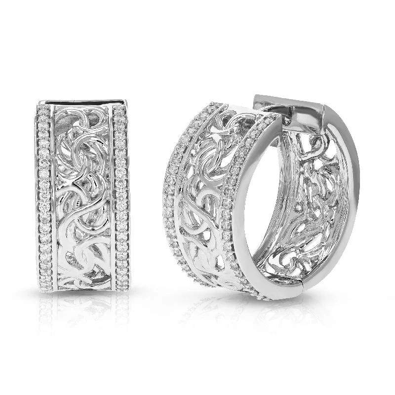 1/2 cttw 88 Stones Round Lab Grown Diamond Hoop Earrings .925 Sterling Silver Prong Set 3/4 Inch