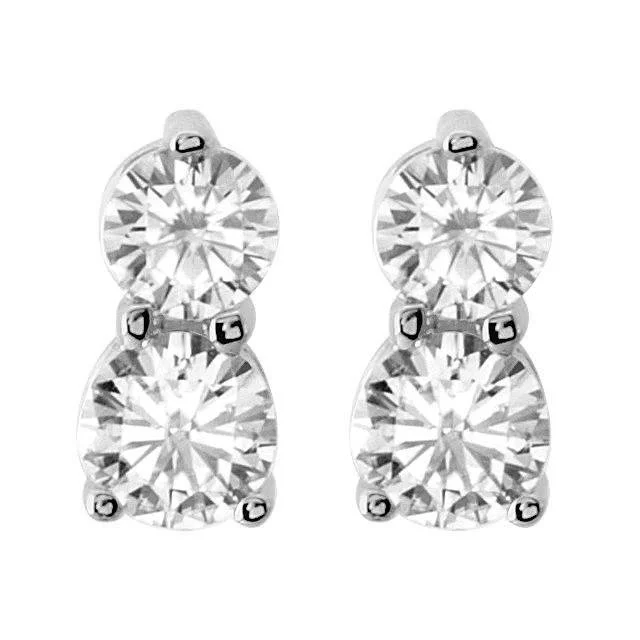 1/2CT Forever Us Two Stone Diamond Studs Womens Earrings 14K White Gold