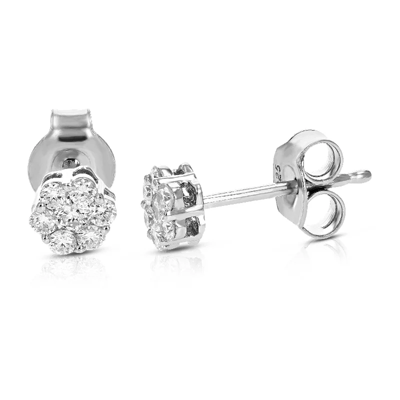 1/3 cttw Round Lab Grown Diamond Studs Earrings .925 Sterling Silver Prong Set 1/6 Inch