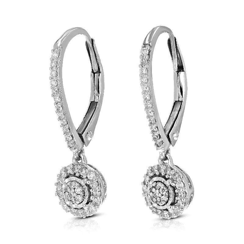 1/4 cttw Round Lab Grown Diamond Dangle Earrings for Her .925 Sterling Silver Prong Set 3/4 Inch Size