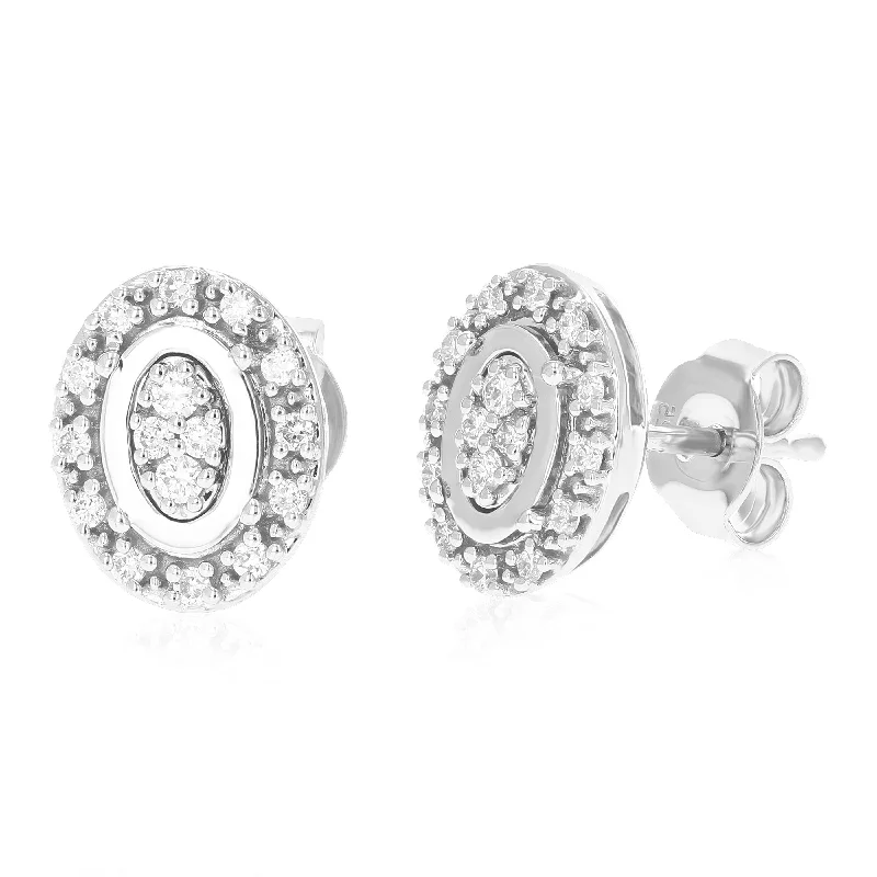 1/4 cttw Round Lab Grown Diamond Studs Earrings .925 Sterling Silver Prong Set 1/3 Inch