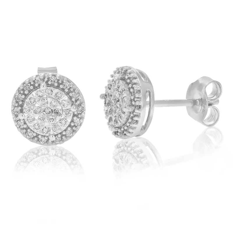 1/4 cttw Round Studs Lab Grown Diamond Earrings .925 Sterling Silver Prong Settings Round Shape