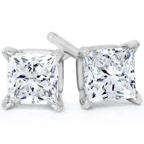 1/4ct Princess Cut Diamond Studs 14K White Gold