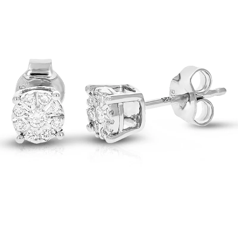 1/5 cttw Round Lab Grown Diamond Studs Earrings .925 Sterling Silver Prong Set Round Shape