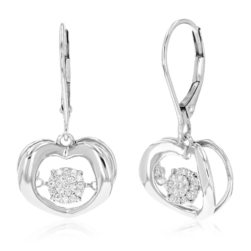 1/6 cttw 38 Stones Round Lab Grown Diamond Dangle Earrings .925 Sterling Silver Prong Set 1 Inch