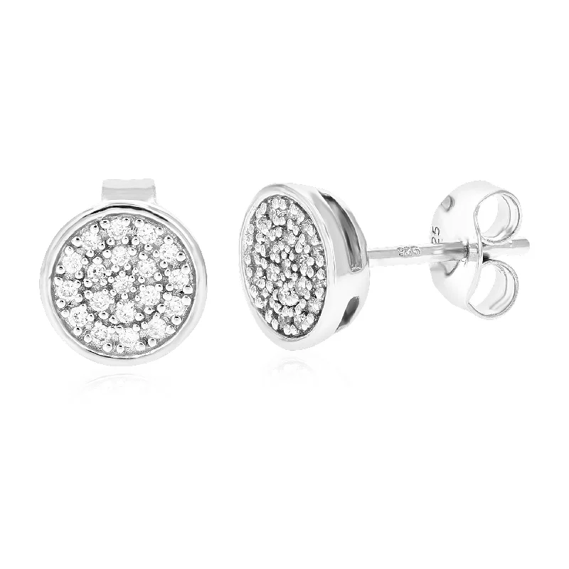 1/6 cttw 38 Stones Round Lab Grown Diamond Studs Earrings .925 Sterling Silver Prong Set 1/3 Inch