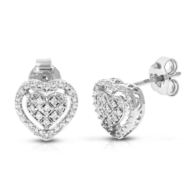 1/8 cttw 24 Stones Round Lab Grown Diamond Dangle Earrings .925 Sterling Silver Prong Set 2/3 Inch