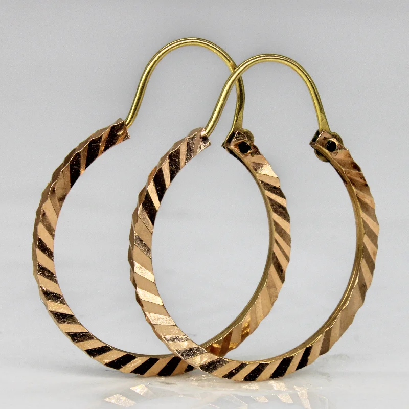 14k Rose Gold Textured Hoop Earrings |