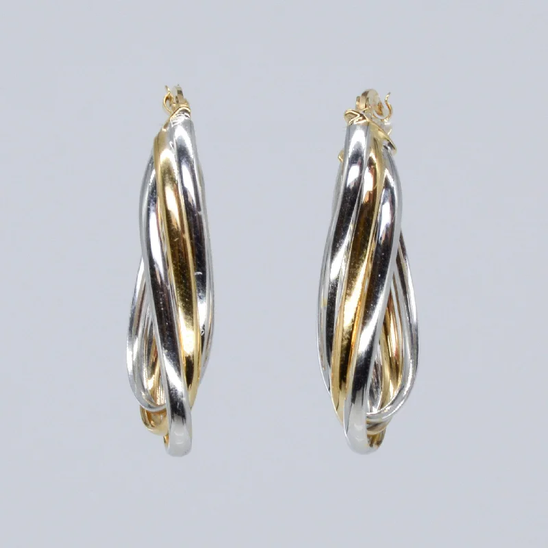 14k Two Tone Layered Hoop Earrings |