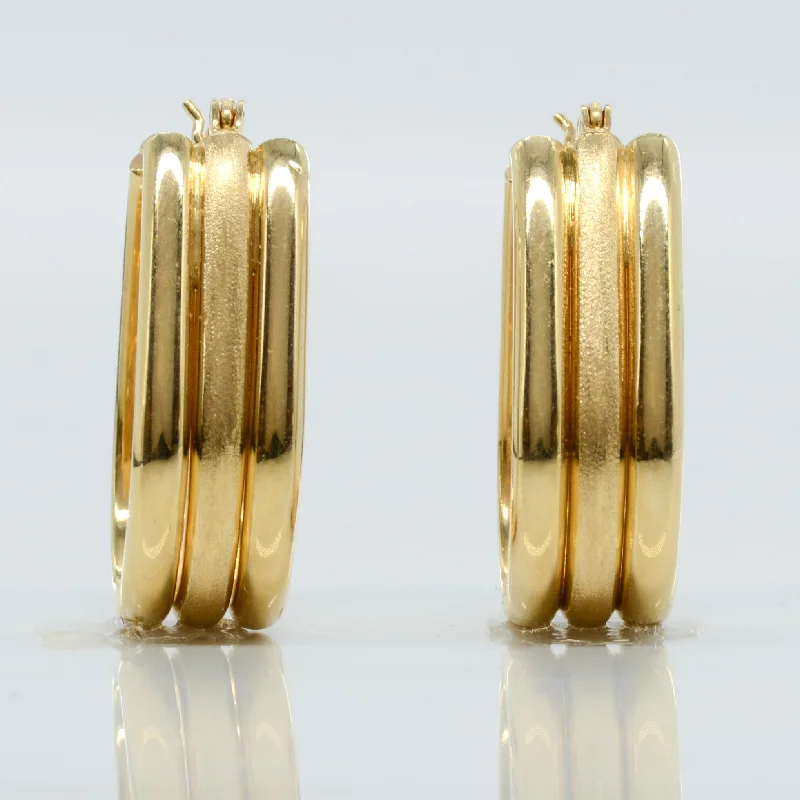 14k Yellow Gold Triple Layered Hoops |