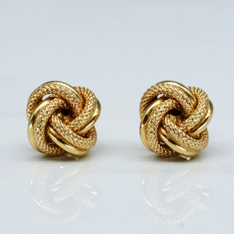 18k Yellow Gold Textured Knot Studs |