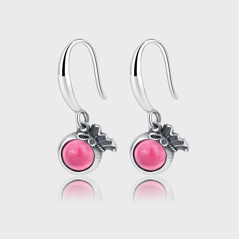 925 Silver Blessing Bag Pigeon Red Earrings