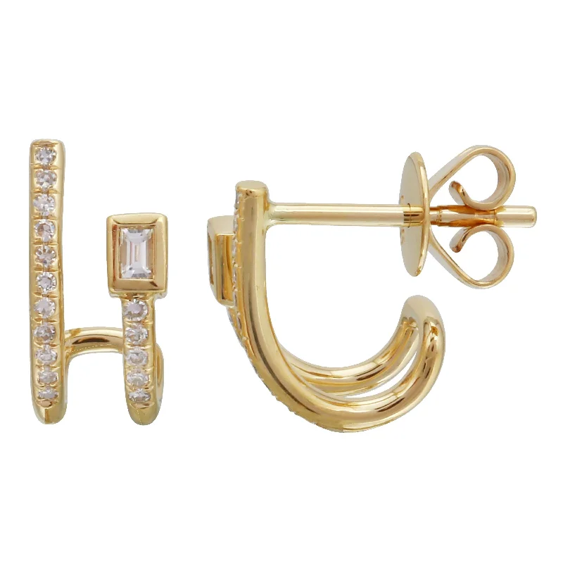 Baguette Lobe Cuff Earrings