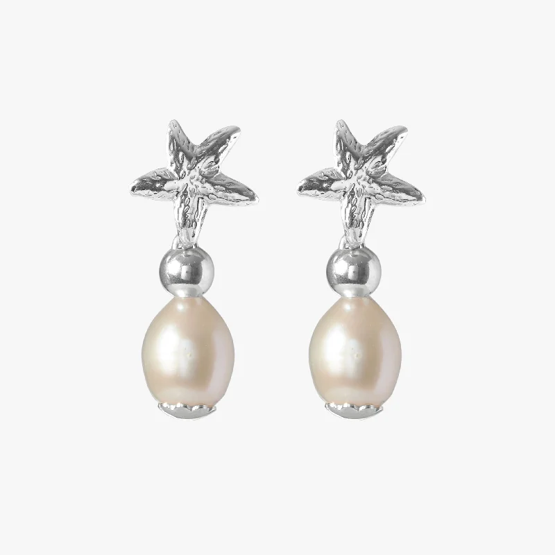 Belle Etoile Silver White Drop Pearl