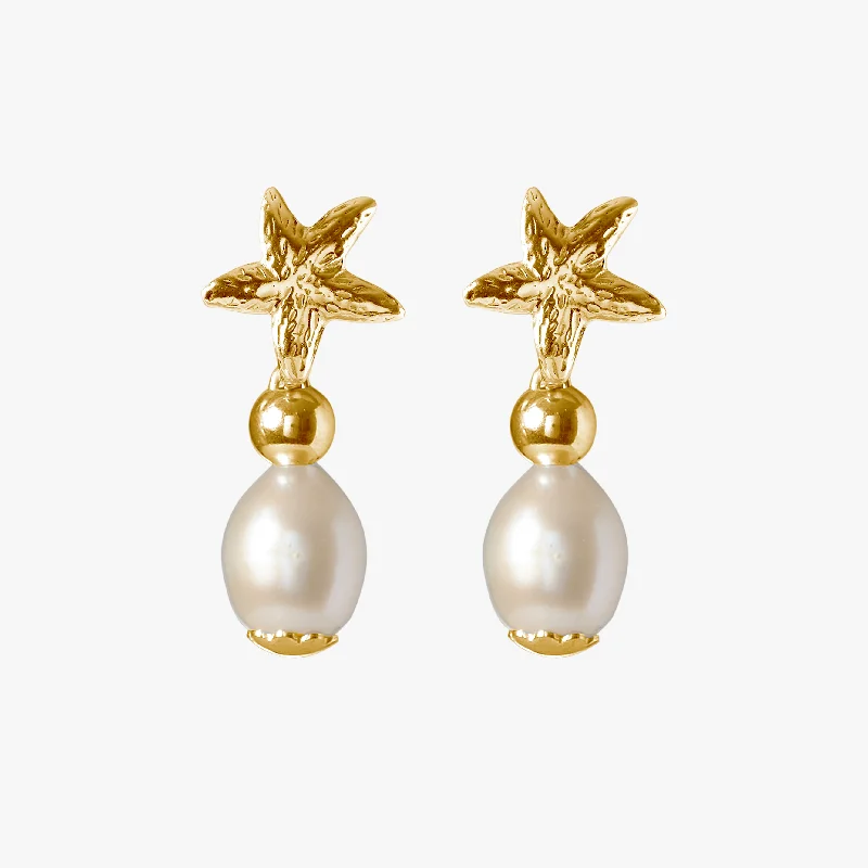 Belle Etoile Gold White Drop Pearl