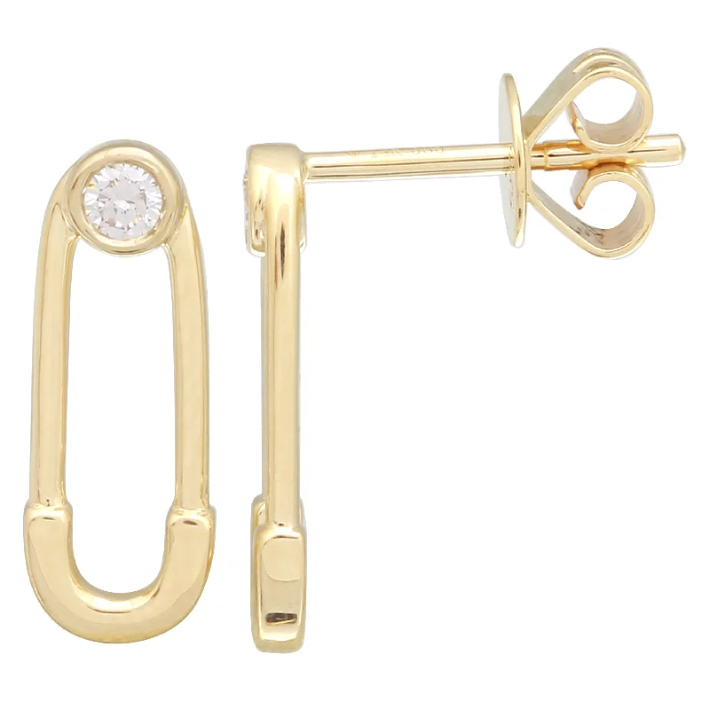 Bezel Safety Pin Earrings