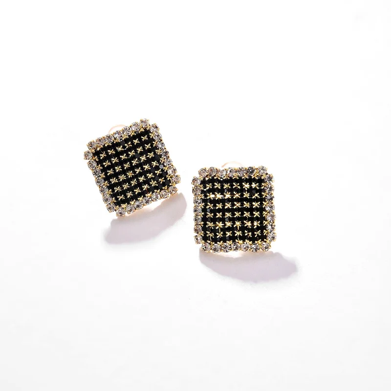 Black Color Silver Plated Designer Stone Stud For Women's