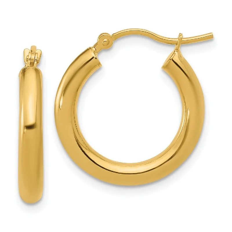 Curata 10k Yellow Gold Polished 3x20mm Classic Hoop Earrings