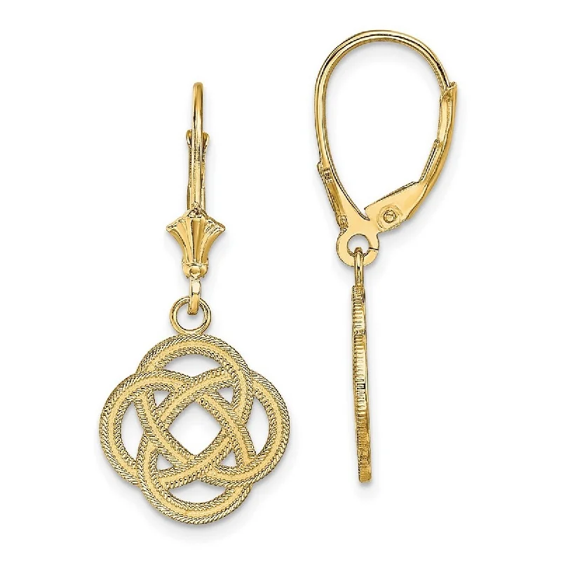 Curata 14k Gold Sm Celtic Eternity Knot Circle Leverback Earrings Cut out - 31.8x13.8mm Wide