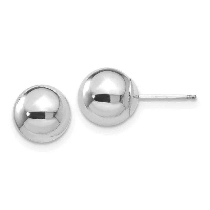 Curata 14k White Gold Polished 8mm Ball Post Earrings