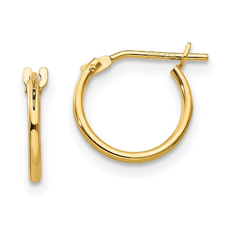 Curata 14k Yellow Gold Polished 11x1mm Thin Classic Hoop Earrings