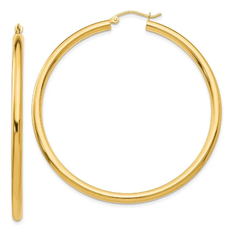 Curata 14k Yellow Gold Polished 55x3mm Round Hoop Earrings