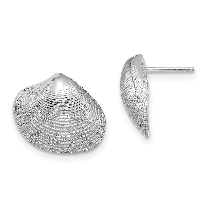 Curata 14k Yellow or White Gold Clam Shell Post Earrings - 12.65x15mm