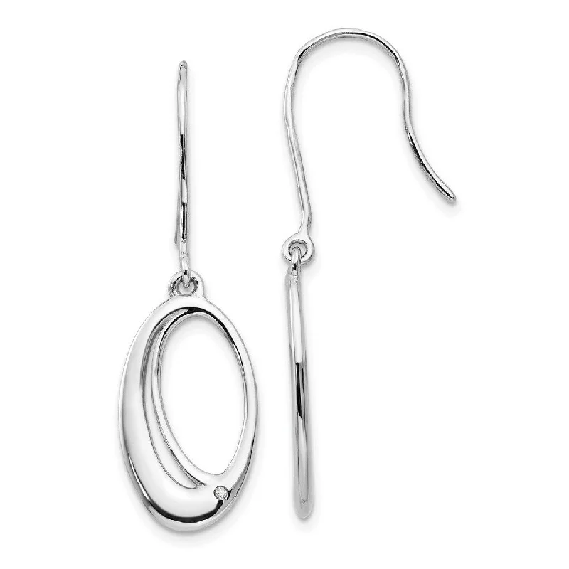 Curata 925 Sterling Silver Dangle Polished White Ice Diamond Earrings Measures 39x13mm Wide