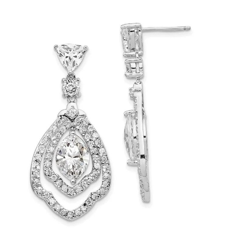 Curata Cheryl M 925 Sterling Silver CZ Cubic Zirconia Simulated Diamond Post Earrings Measures 36.75x17.33mm Wide