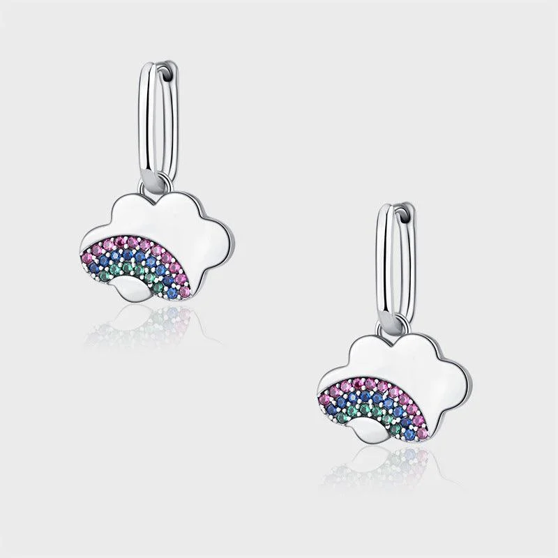 Exotic Style Rainbow Cloud S925 Sterling Silver Earrings